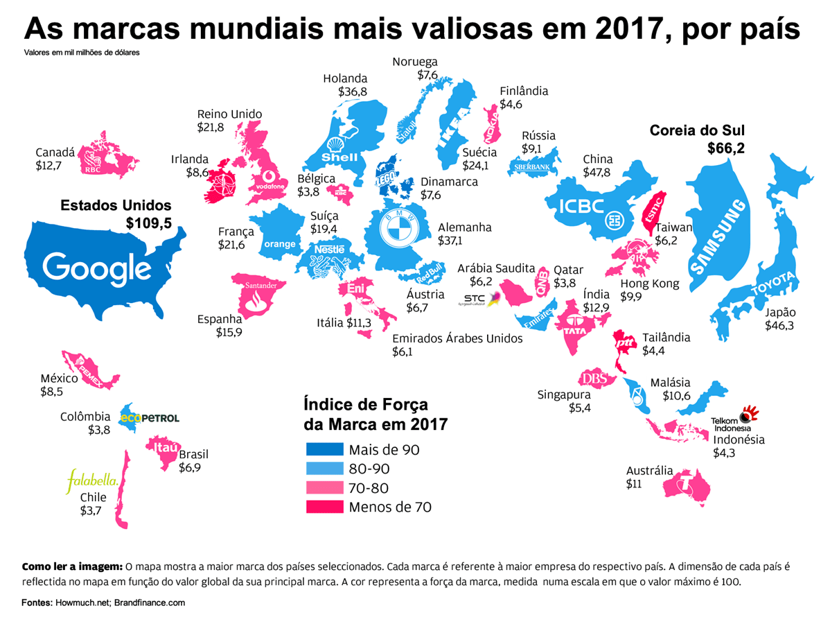 Conheça as marcas mais valiosas do mundo em cada país - Empresas - Jornal  de Negócios