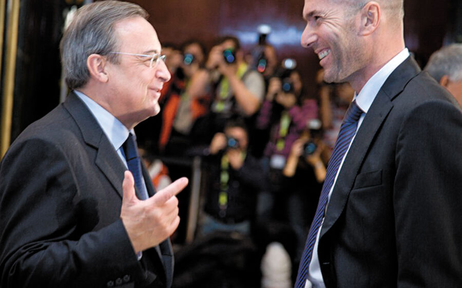 Florentino Pérez e Zinedine Zidane, presidente e director desportivo do Real Madrid, respectivamente