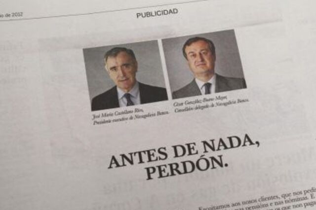 Banqueiros espanh&oacute;is pedem perd&atilde;o aos clientes