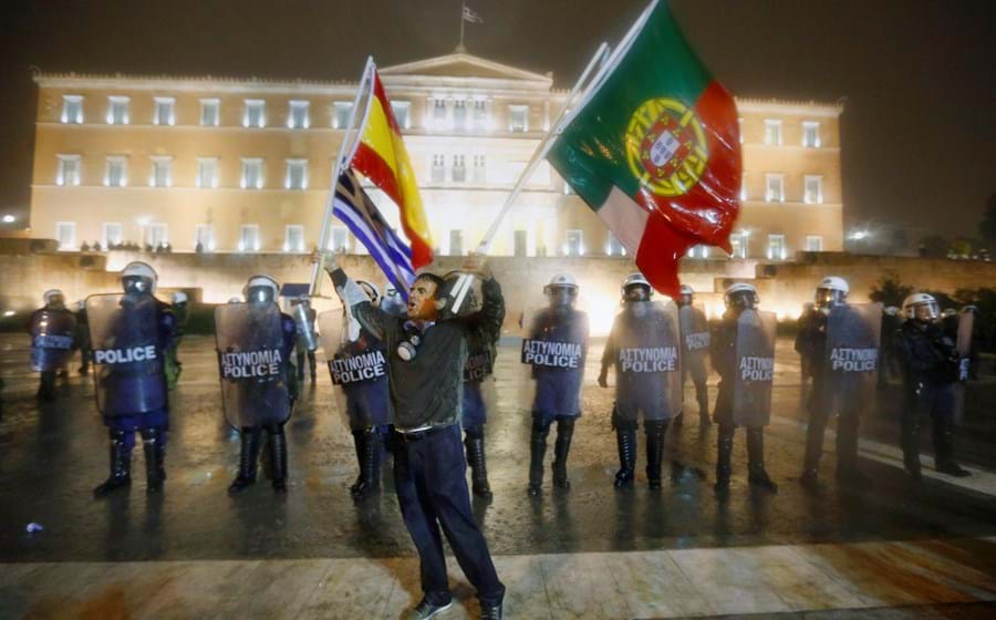 Portugal, Espanha e Itália recordados na manifestação de Atenas
