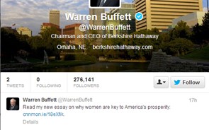 Buffett aderiu ao Twitter e acumulou 130 mil seguidores em três horas