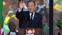 Ban Kimoon, secretário geral da ONU foi um dos participantes no memorial a Nelson Mandela