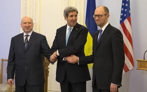 Oleksandr Turchynov John Kerry Arsenity Yatsenuyk