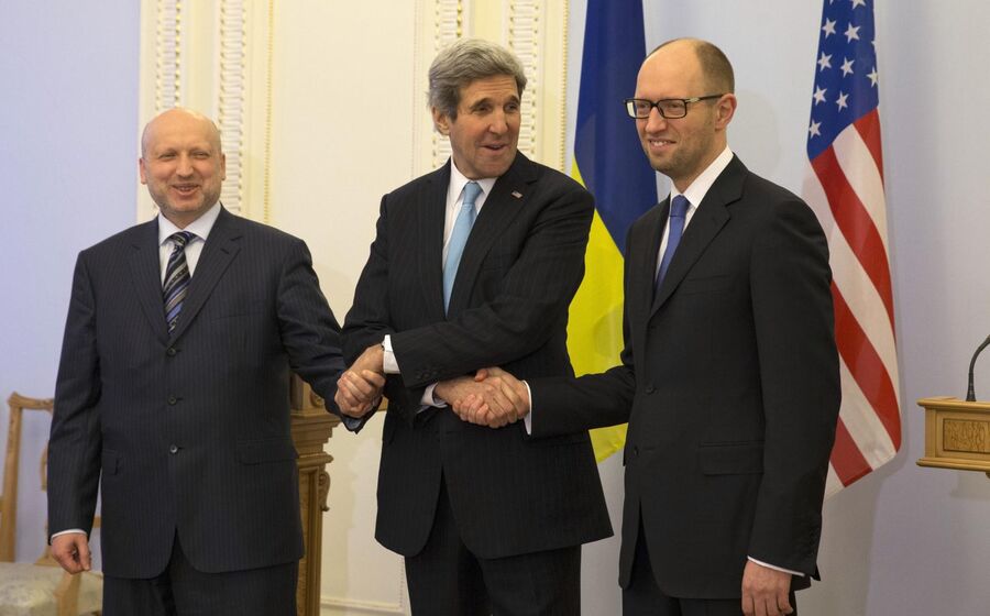 Oleksandr Turchynov John Kerry Arsenity Yatsenuyk