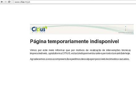 Plataforma Citius continua indisponível