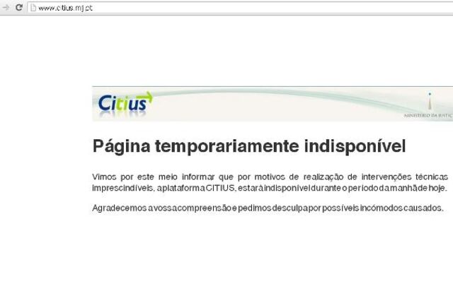 Plataforma Citius continua indisponível