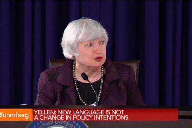 Yellen: Ser paciente quer dizer que os juros não sobem nas próximas reuniões da Fed