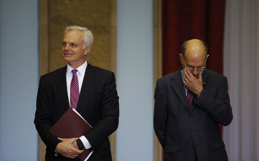 David Neeleman, um dos novos donos da TAP, com Fernando Pinto, presidente da transportadora.