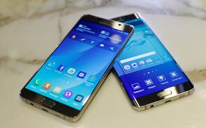 Samsung Galaxy S6 Edge Plus (à direita) e Galaxy Note 5 