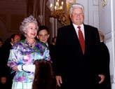 Em 1994, a Rainha Isabel II com Boris Yeltsin no teatro Bolshoi a 17 de Outubro.