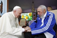 Papa Francisco recebido por Fidel Castro., em Cuba.