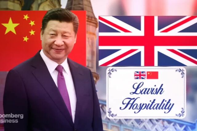 Xi Jinping com passadeira vermelha no Reino Unido
