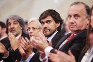 Paulo Neves, Mário Vaz, Miguel Almeida e Francisco Lacerda na plateia do Congresso das Comunicações. 