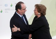 François Hollande e a presidente do Chile Michelle Bachelet.
