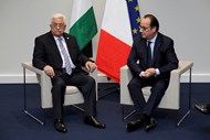 François Hollande e o presidente da Autoridade Palestiniana Mahmoud Abbas.