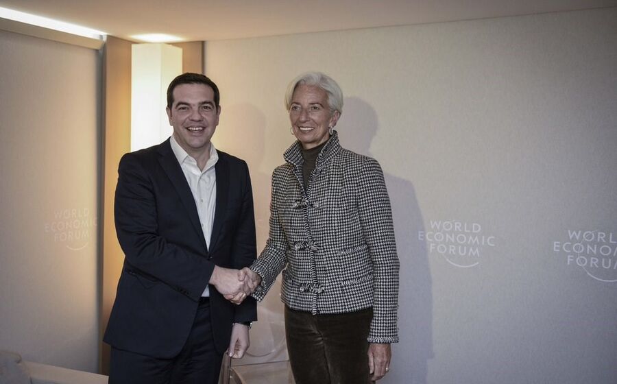 Alexis Tsipras Christine Lagarde FMI Grécia Davos