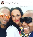 Isabel dos Santos com apresentador Daniel do Nascimento e o irmão Coréon Du.