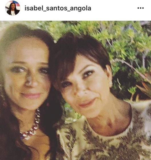 Isabel dos Santos com a mãe de Kim Kardashian, Kris Jenner.