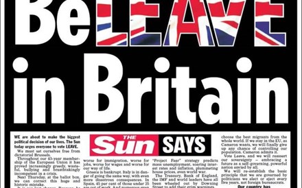 Apoio pelo Brexit ganha força com The Sun a apoiar saída