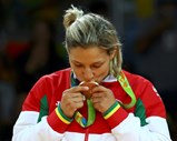 Telma Monteiro recebeu a medalha de bronze