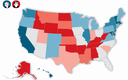 Sondagens: um mapa dos EUA cada vez menos vermelho