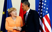 Alemanha, 19 de Junho de 2013. Obama e Merkel num encontro, na capital alemã, para discutir a relação bilateral entre Berlim e Washington.