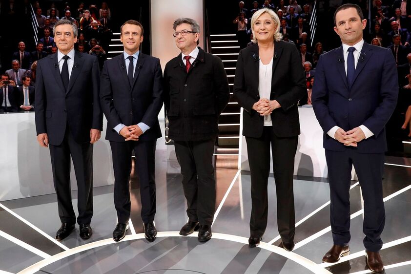 França Fillon Macron Le Pen Hamon Mélenchon