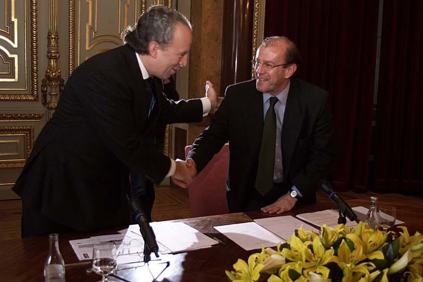 Santana Lopes com seu vice-presidente na Câmara de Lisboa, Carmona Rodrigues. (2003)