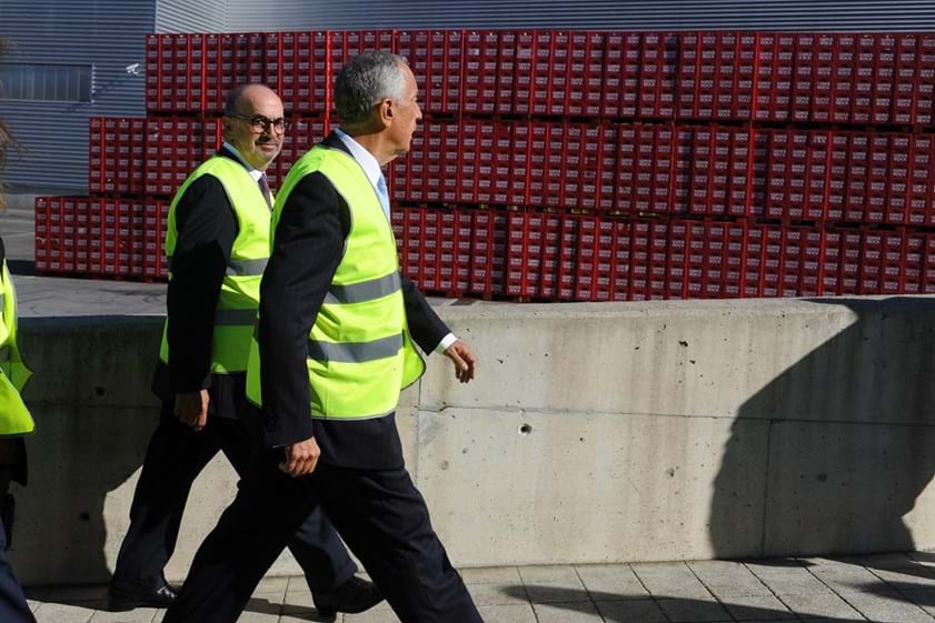 O 'chairman' Manuel Violas acompanhou Marcelo na visita à fábrica da Super Bock.