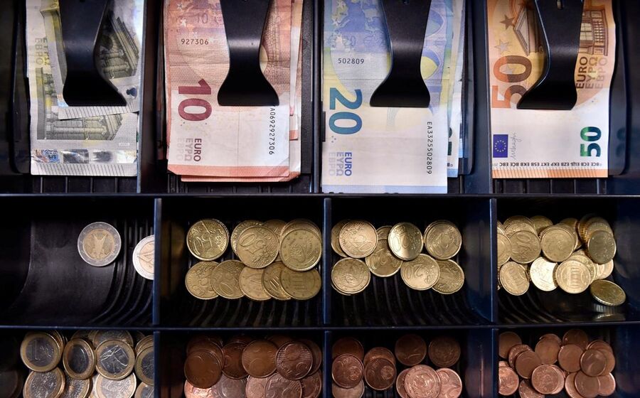 dinheiro notas euros, caixa registadora