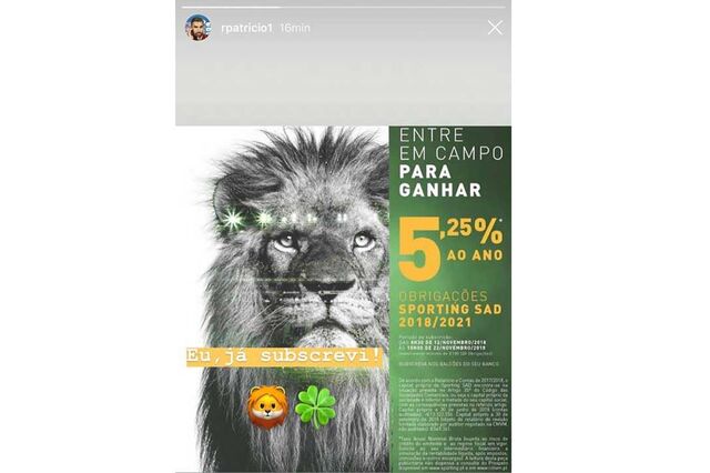Jogadores do Sporting, William e Rui Patrício investem e apelam à subscrição de obrigações