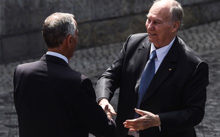 Marcelo Rebelo de Sousa com Aga Khan no Palácio de Belém