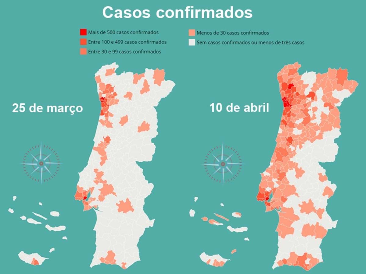 Mapa: Como a covid-19 se propagou em Portugal em duas semanas - Economia -  Jornal de Negócios