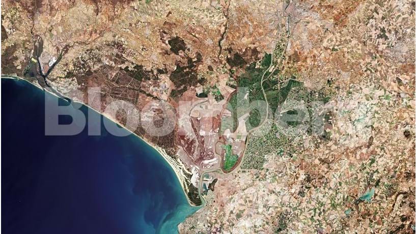 O satélite Sentinel-2 do Copernicus mostra campos queimados na região da Andaluzia, Espanha, em 21 de junho de 2019