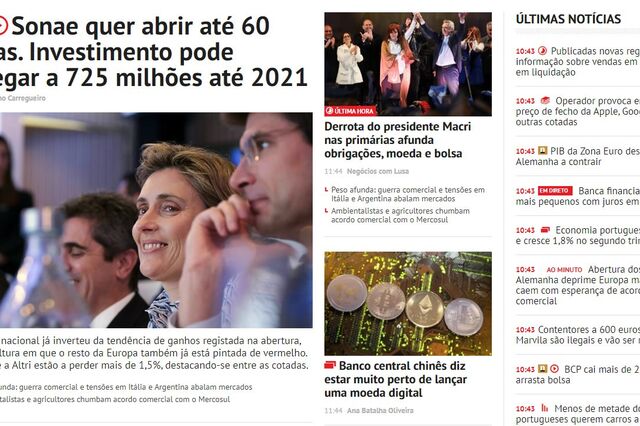 Negócios estreia novo site