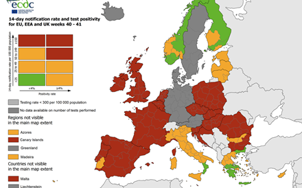 União Europeia coloca maior parte de Portugal em 'zona vermelha' da Covid-19
