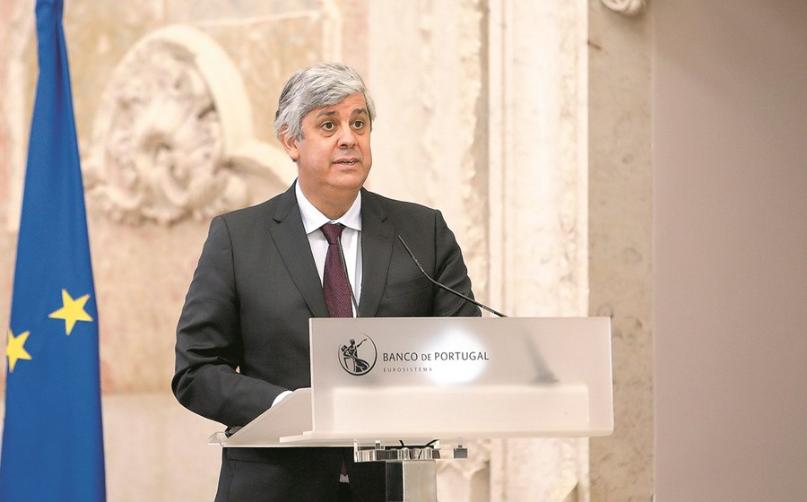 Esta foi a primeira vez que Mário Centeno, ex-ministro das Finanças, apareceu publicamente na pele de governador do Banco de Portugal.