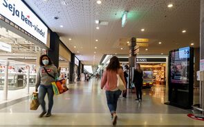 pessoas, lojas, centro comercial, shopping