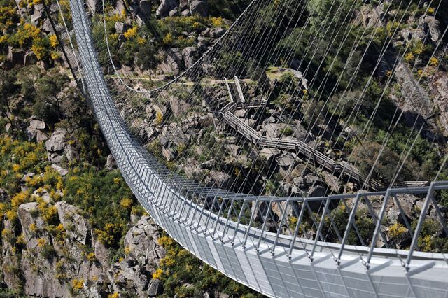 Na maior ponte pedonal suspensa do mundo nem os mais nervosos resistem à travessia