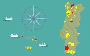 Mapa: 85 concelhos sem casos de covid. Montalegre e Castelo de Paiva em risco de recuar