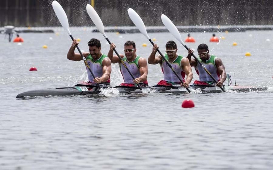 Emanuel Silva, João Ribeiro, Messias Baptista e David Varela ficaram em oitavo em K4 500 na canoagem.