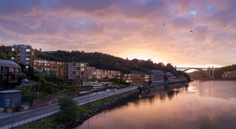 O complexo residencial Gaia Hills, com 256 apartamentos, vai nascer na zona ribeirinha de Vila Nova de Gaia.