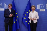 Sassoli e a presidente da Comissão Europeia, Ursula von der Leyen