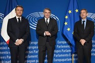 Emmanuel Macron, presidente de França, com o líder europeu