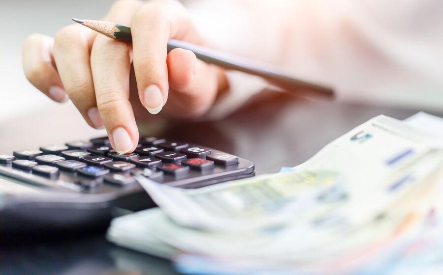 poupanças, dinheiro, contas, máquina calculadora