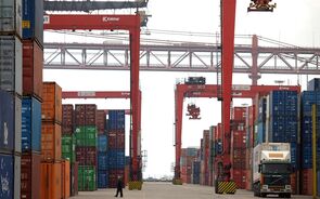 comercio, exportações, contentores, mercadorias