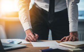 escritório, trabalho, contas, mediador de recuperação, executivos