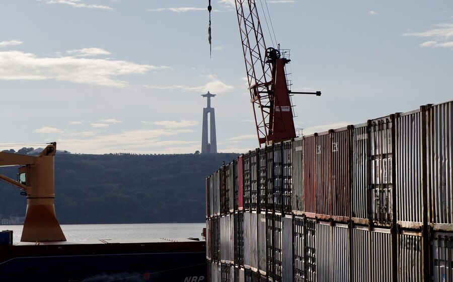 exportações, mercadorias, contentores