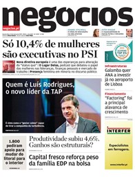 Primeira página do Negócios de 8 de março de 2023