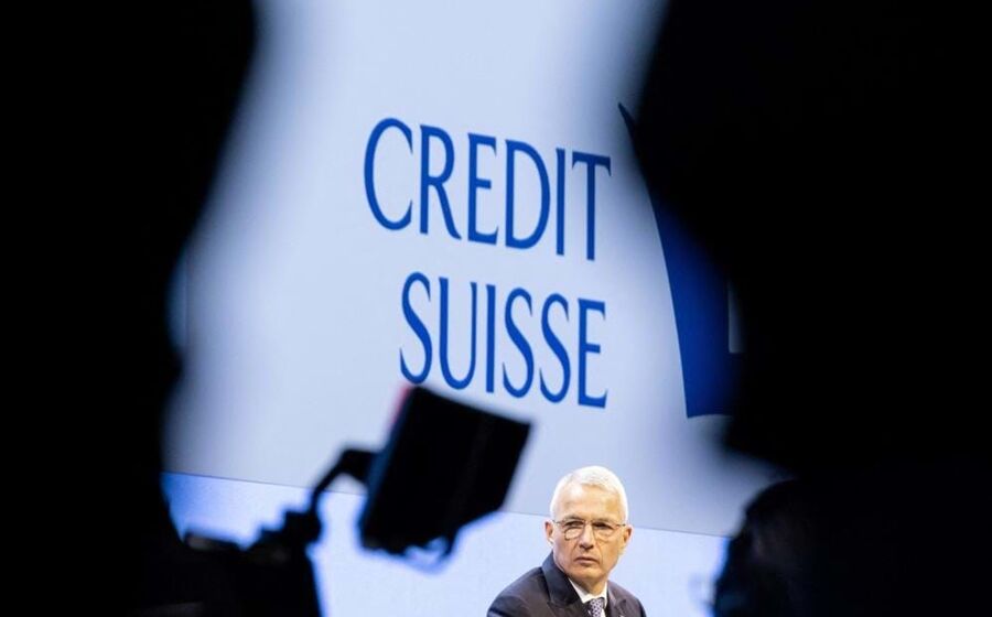 Chairman Axel Lehmann na assembleia geral de acionistas do Credit Suisse